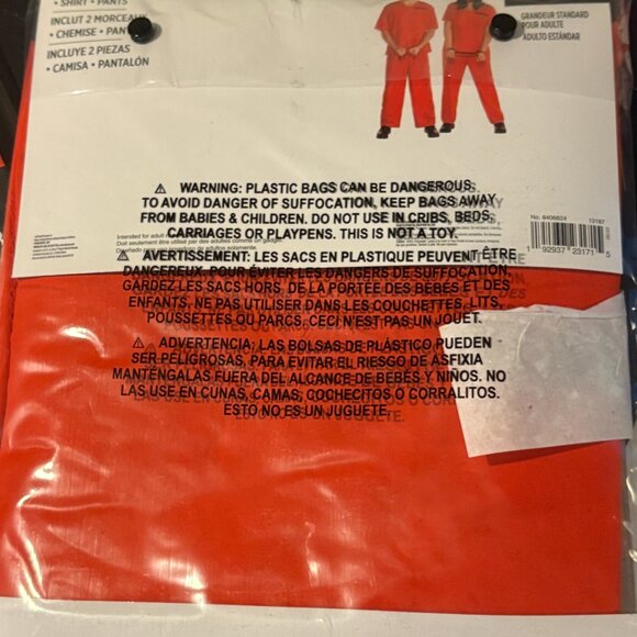 Orange Inmate Prisoner Adult Halloween Costume - New in Package - Picture 2 of 2